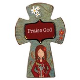 Praise God, Wood Cross Magnet
