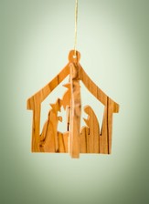 3D Olivewood Nativity Ornament