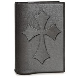 Leather Bible Cover with Cross, Black, Medium
