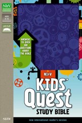NIrV Kids' Quest Study Bible--soft leather-look, blue