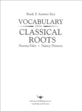 Vocabulary from Classical Roots Book E Answer Key Only  (Homeschool Edition)