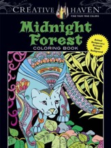 Midnight Forest Coloring Book: Animal Designs on a Dramatic Black Background