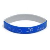 Personalized, WWJD Wristband, With Name and Flowers,  Blue