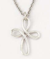 Sterling Silver Open Swirl Cross Necklace