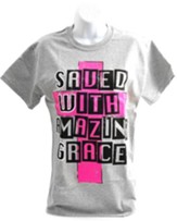 SWAG, Saved with Amazing Grace Shirt, Gray, X-Large