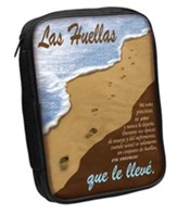 Las Huellas, Forro de Biblia, Marron y Azul, Grande  (Footprints Bible Cover, Brown and Blue, Spanish, Large)