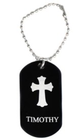 Personalized, Aluminum Dog Tag, Cross, Black