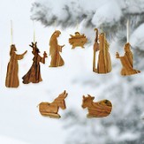 Olive Wood Nativity OrnamentS, Set of 8 Pieces