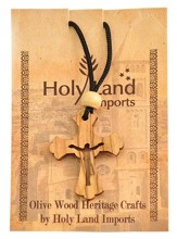 Olive Wood Risen Cross Pendant on Cord