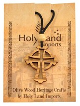 Olive Wood Celtic Open Cross Pendant on Cord