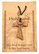 Olive Wood Holy Cross Pendant on Cord