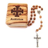 Olive Wood Box With Rosary