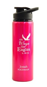 Personalized, Water Bottle, Flip Top, Eagle, Pink