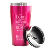 Personalized, Travel Mug, The Lord is My Shield, Pink