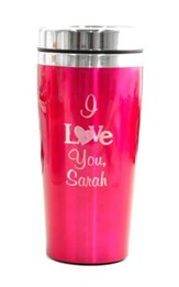 Personalized, Travel Mug, I Love You, Pink