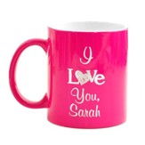 Personalized, Ceramic Mug, I Love You, Pink