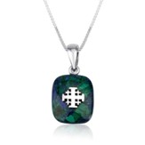 Jerusalem Cross on Azurite Eilat Stone, Pendant