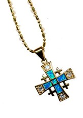Jerusalem Cross Black Opal Pendant