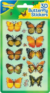 3D Butterfly Stickers, Pack of 10