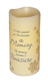 Abiding Light LED Candle, Vanilla Scented, A Memory Becomes A Treasure, 6x3