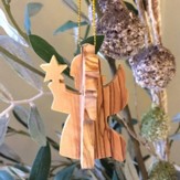 Angel with Star 3-D Olive Wood Ornament