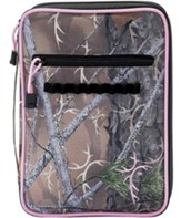 Truth Hunter Bible Cover with Cross Embroidery, Camouflage and Pink, Large