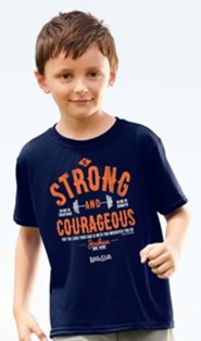 Strong And Courageous Shirt, Navy,  Youth Large