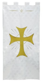 White Jacquard Banner with Gold Maltese Cross