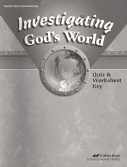 Abeka Investigating God's World Quizzes & Worksheets Key