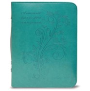 A Woman Who Fears the Lord is To Be Praised Bible Cover, Teal, X-Large