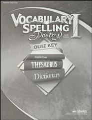 Abeka Grade 7 Vocabulary, Spelling, Poetry 1 Quizzes Key  (6th Edition)