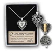 Always In My Heart Memorial Necklace, Pewter