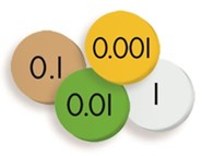 4-Value Decimals to Whole Number Place Value Discs Set, Grades 3-6