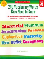 240 Vocabulary Words Kids Need to Know: Grade 6: 24 Ready-to-Reproduce  Packets That Make Vocabulary Building Fun & Effective: Linda Beech:  9780545468664 - Christianbook.com