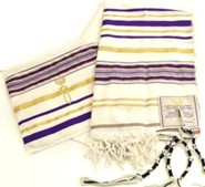 4 Purple-2 Jerusalem Four Black-2 Messianic New Covenant Prayer Shawls Tallits 72x22 in Matching Bags