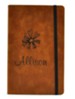 Personalized, Leather Notebook, with Flower, Large, Tan