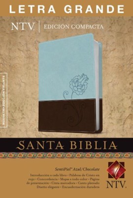 Edicion compacta NTV letra grande, DuoTono azul/chocolate (Large-Print Compact Bible--soft leather-look, blue/chocolate)  - 