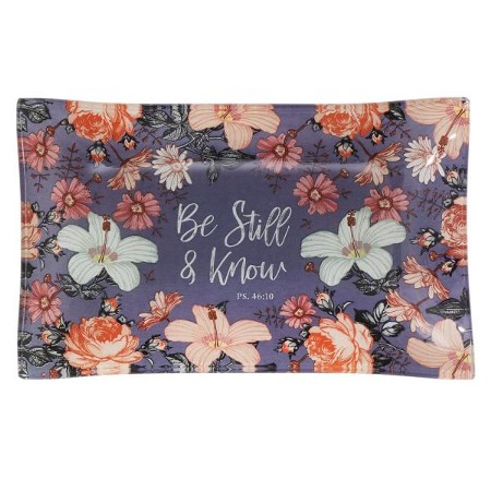 Be Still & Know Blue Floral Metal Key Ring in Gift Tin - Psalm 46:10