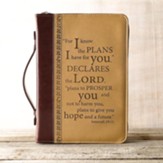 For I Know the Plans I Have For You Bible Cover, LuxLeather, Burgundy and Tan, X-Large