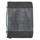 Be Strong and Courageous Bible Cover, LuxLeather, Black, Large