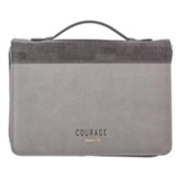 Courage Bible Cover, LuxLeather, Gray, Large