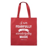 I Am Fearfully and Wonderfully Made Tote Bag, Red
