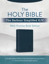 The Holy Bible: Simplified KJV Bible Promise Book Edition--soft leather-look, navy cross