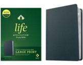 NLT Life Application Large-Print Study Bible, Third Edition--genuine leather, navy blue