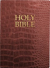 KJVER Large Print Holy Bible--bonded leather, walnut alligator (indexed)