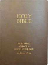 KJVER Joshua 1:9 Edition, Large Print Holy Bible--soft leather-look, coffee