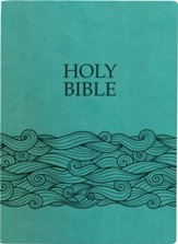 KJV 1611 Bible, Large Print--Soft leather-look, coastal blue