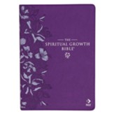 NLT Spiritual Growth Bible--soft leather-look, purple floral