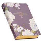 NLT Spiritual Growth Bible--soft leather-look, dusty purple floral
