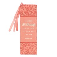 He Works All Things For the Good Bookmark, LuxLeather, Coral